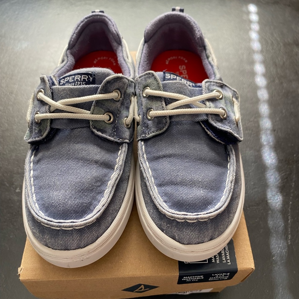 Pre-owned Sperry unisex-child Sea Ketch Jr Washable Blue Loafer size 12 - Picture 3 of 8